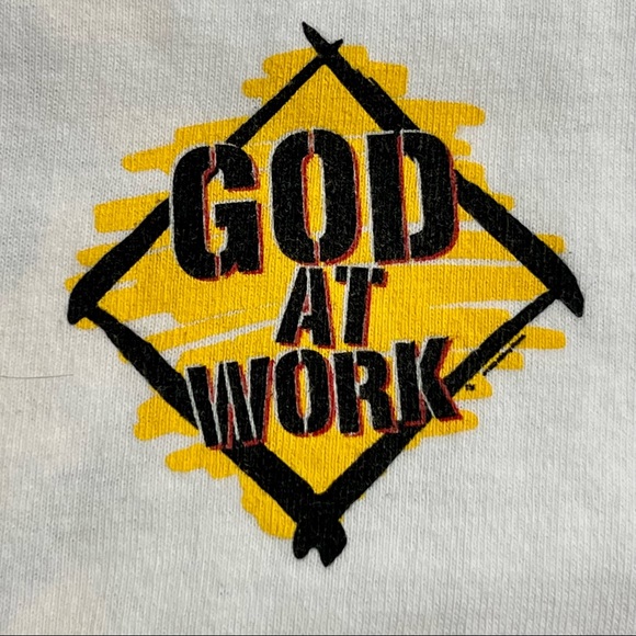 Vintage God At Work Still Under Construction Double Sided White Tultex XL 1999 - Picture 3 of 7